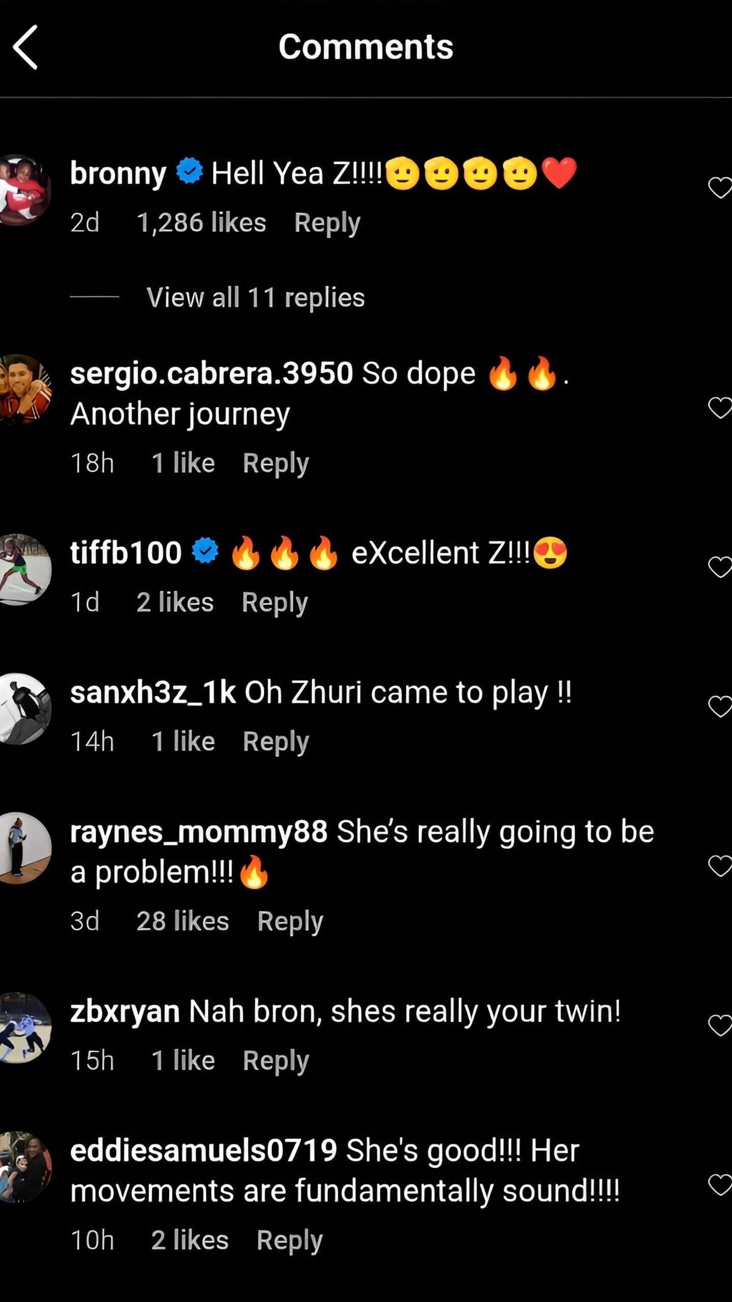 Bronny James' comment